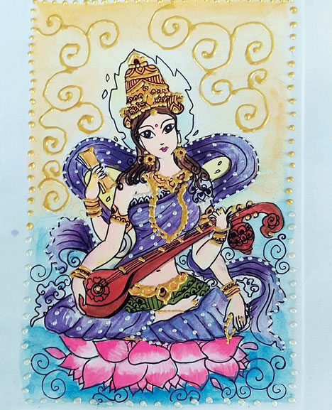 Buy Goddess Saraswati depicted with Mandala artwork Handmade Painting by  MRS. NEELIMA SINGH. Code:ART_8016_58469 - Paintings for Sale online in  India.