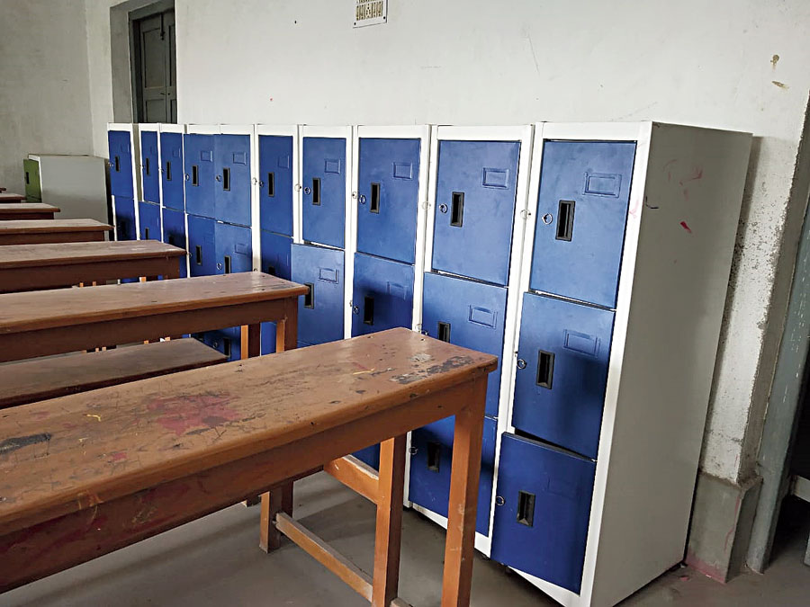 Lockers inside a classroom
