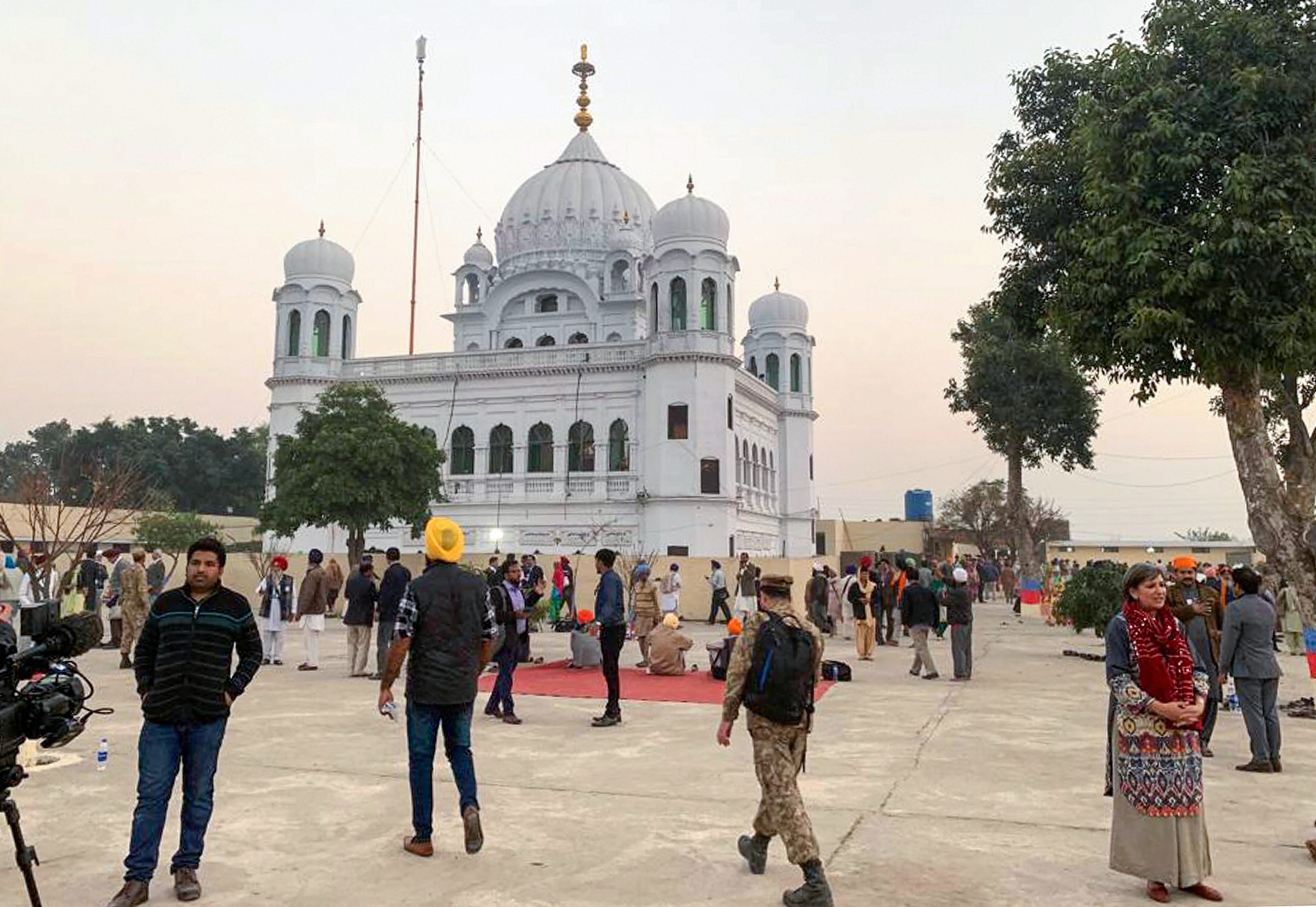 Sikh pilgrims visit the shrine of their spiritual leader Guru Nanak Dev in Kartarpur, Pakistan, on Wednesday, November 28, 2018. Pakistan Prime Minister Imran Khan launched the ground-breaking ceremony of the religious corridor between India and Pakistan.