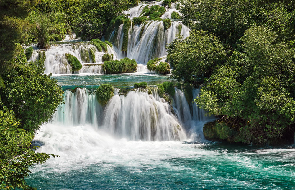 The spectacular series of waterfalls is one of the main draws at the Krka National Park, a short distance from Split in Croatia