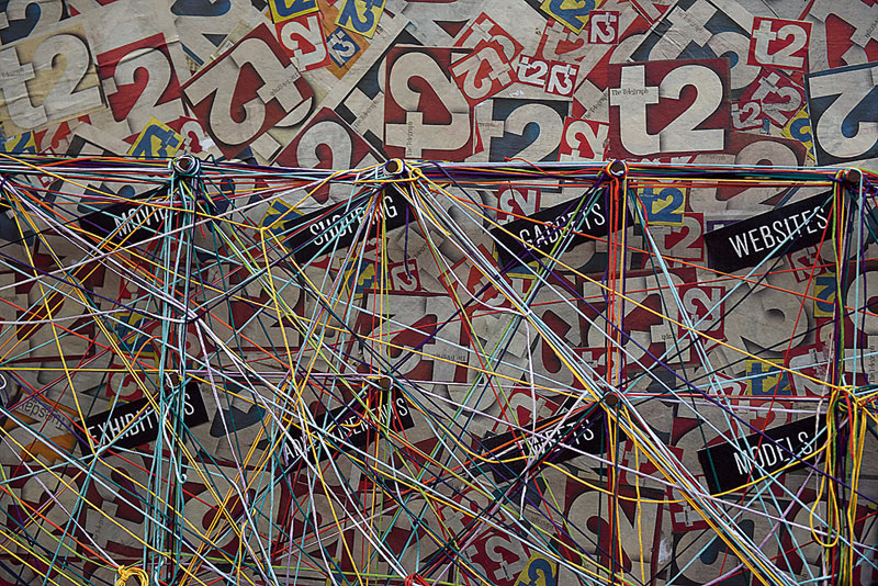 A t2 and You board was for the t2 readers. Art lovers could tie a string around pegs that captured their story.