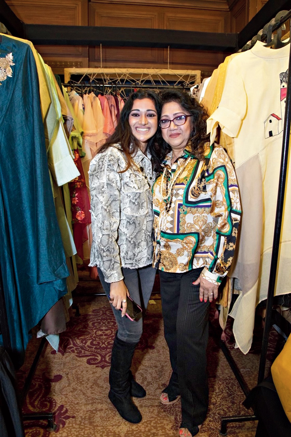 Actress Moubani Sorcar dropped by with mother Joysri Sorcar at the Keyus stall.