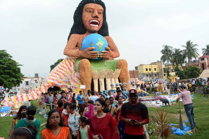 A high-budget Durga Puja pandal by Jairam Youth Sporting Club at Adityapur, last year