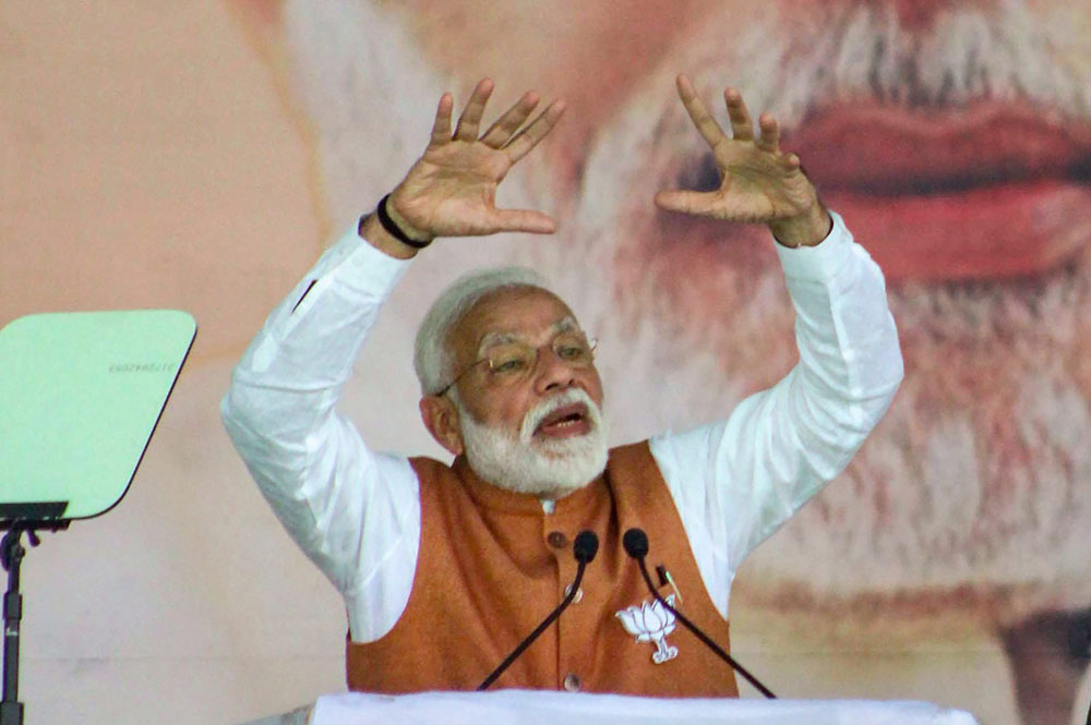 Prime Minister Narendra Modi at the rally in Meerut on Thursday