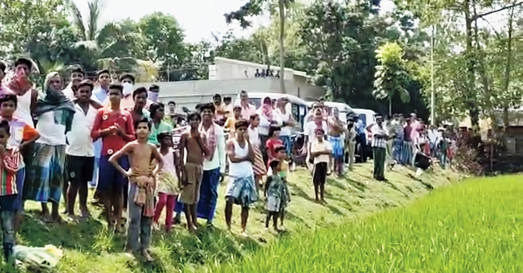 A crowd in the area