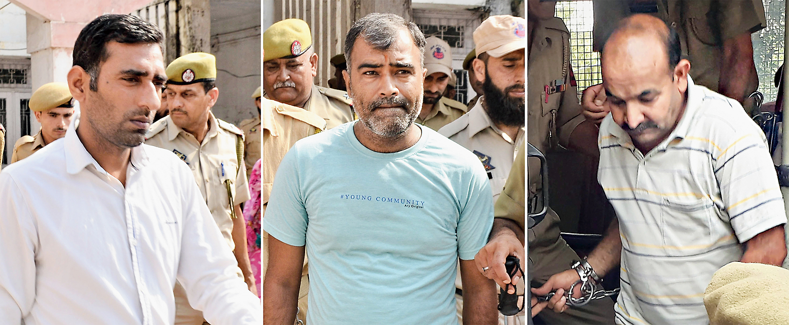 File pictures of the three accomplices, Anand Dutta, Surender Verma and Tilak Raj.