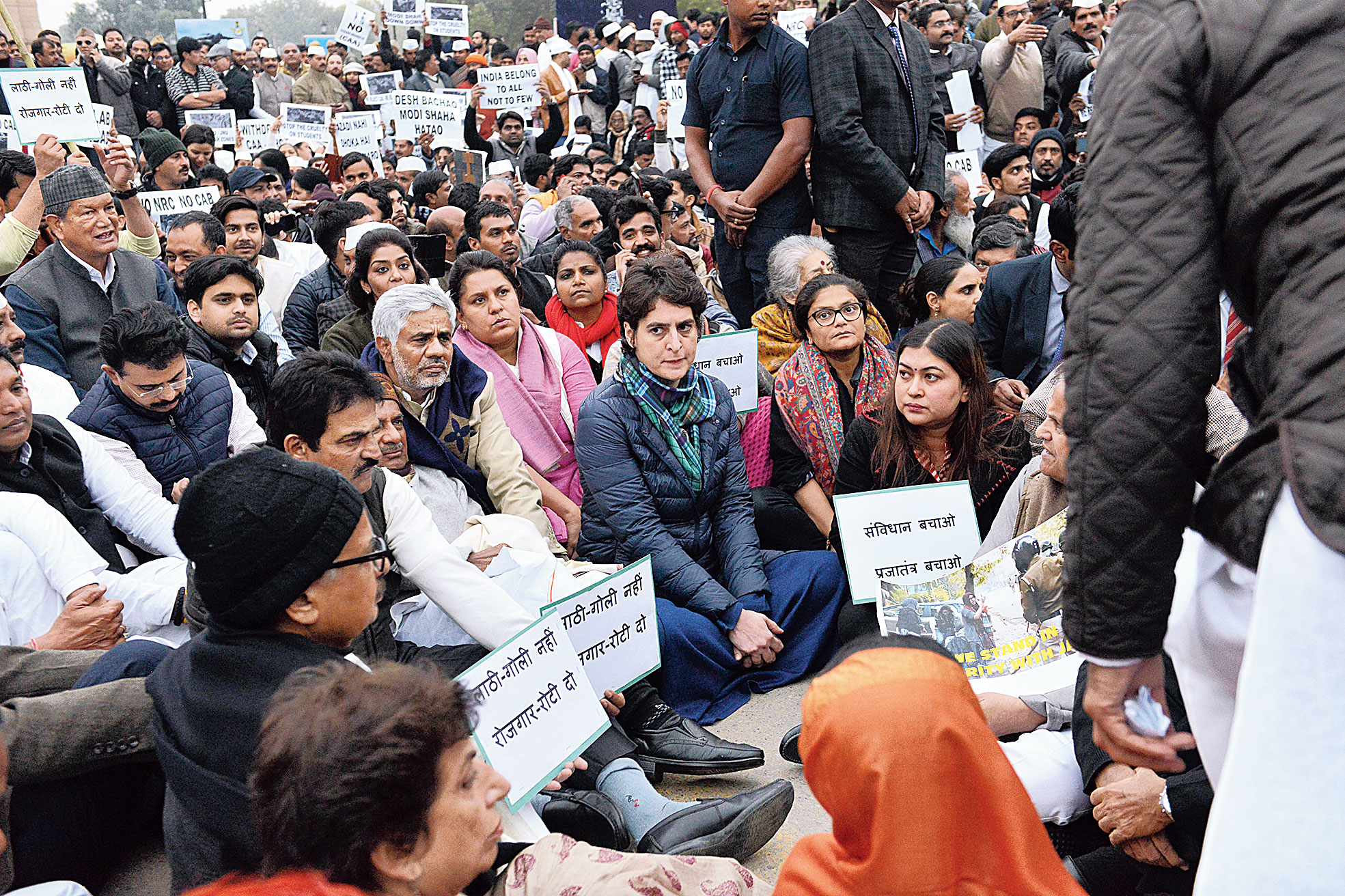 IN DELHI: Priyanka Gandhi Vadra joins a protest at India Gate