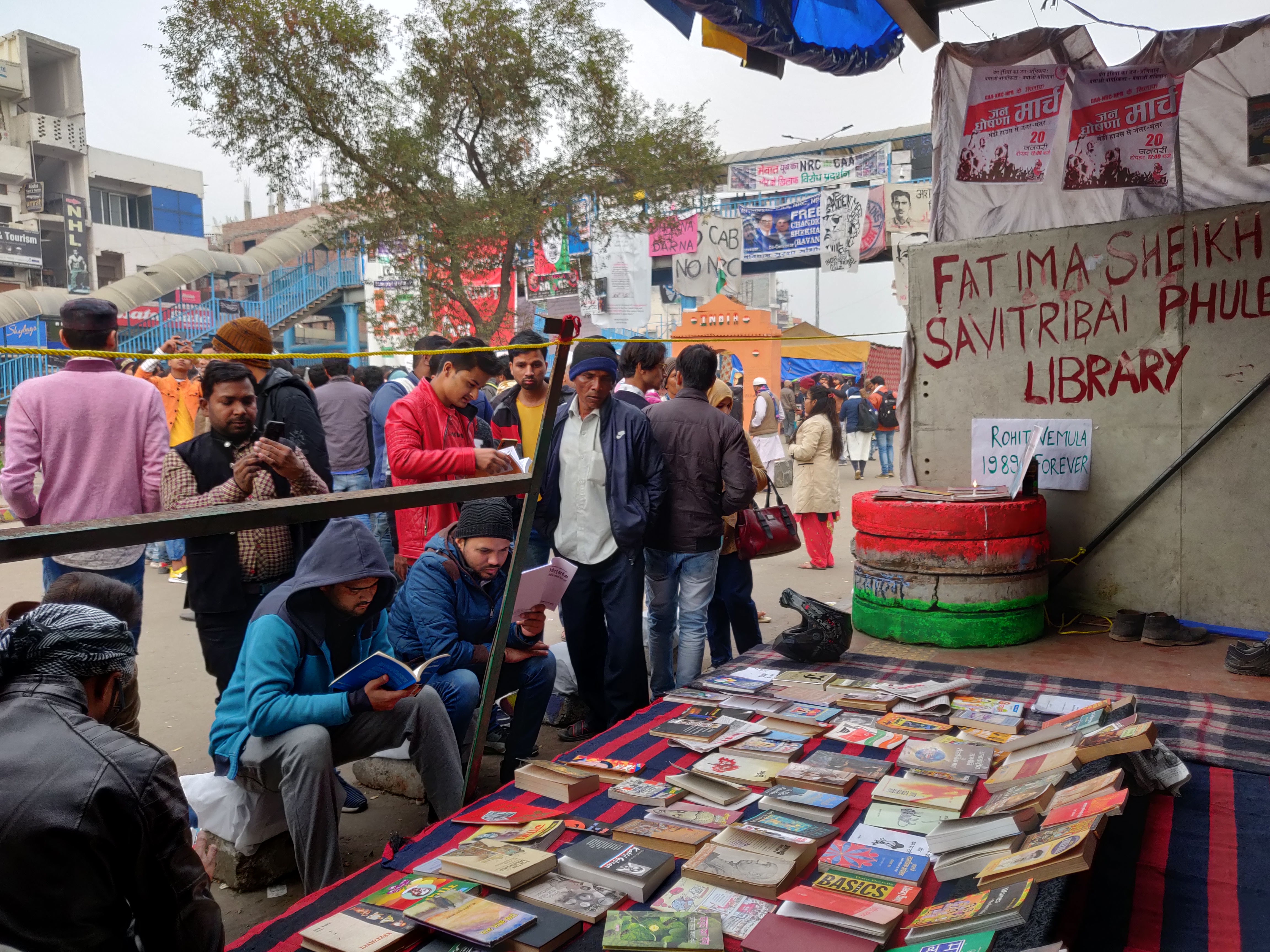 The open Library at Shaheen Bagh is named the Fatima Sheikh Savitribai Phule Library.