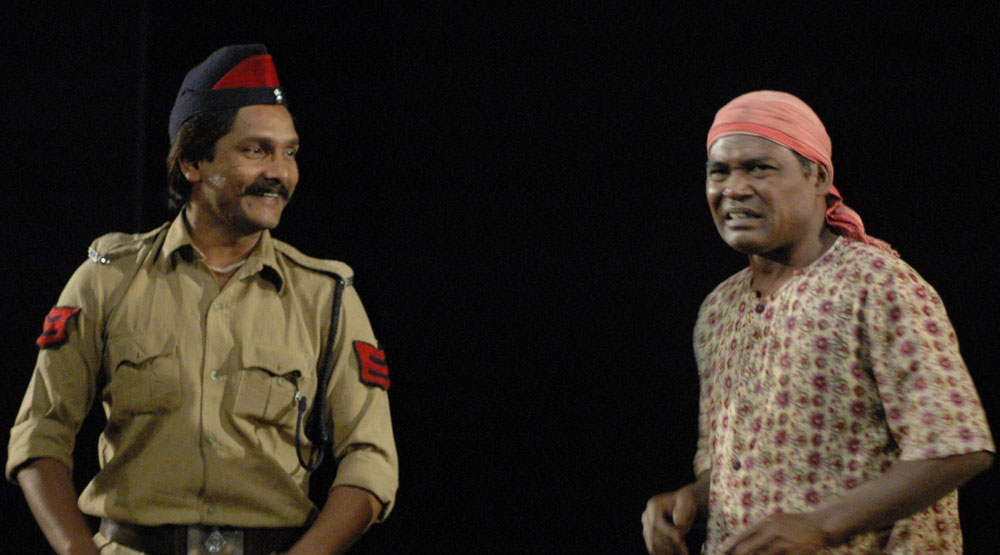 A scene from Habib Tanvir's play 'Charandas Chor', performed by Naya Theatre at Rabindra Sadan, Calcutta, 2005