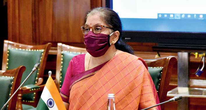 Nirmala Sitharaman chairs the GST Council meeting in New Delhi on Friday. 