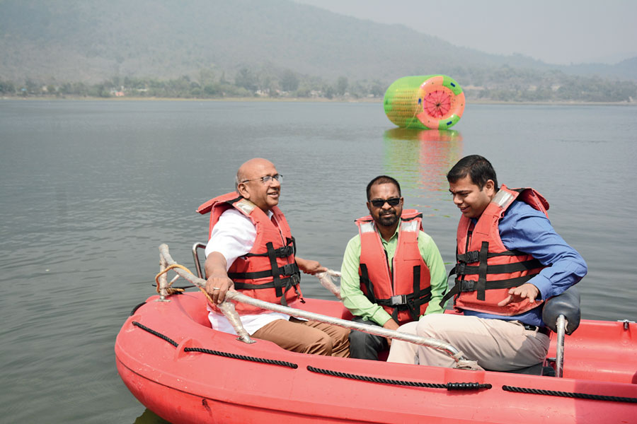 Jamshedpur East MLA Saryu Roy at the Adventure Tourism Festival at Dimna Lake near Mango, Jamshedpur