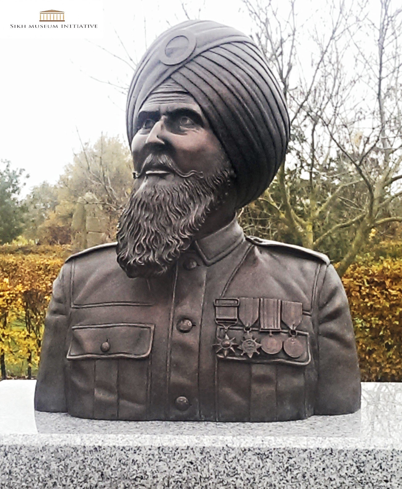 A memorial in honour of Sikh soldiers, who fought during World War One, at the National Memorial Arboretum in Staffordshire.
