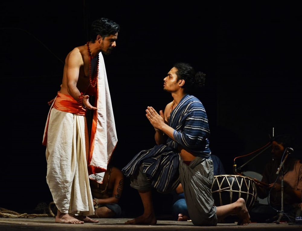 Dronacharya with Arjun in the play, ‘Ekalavya Ubach’
