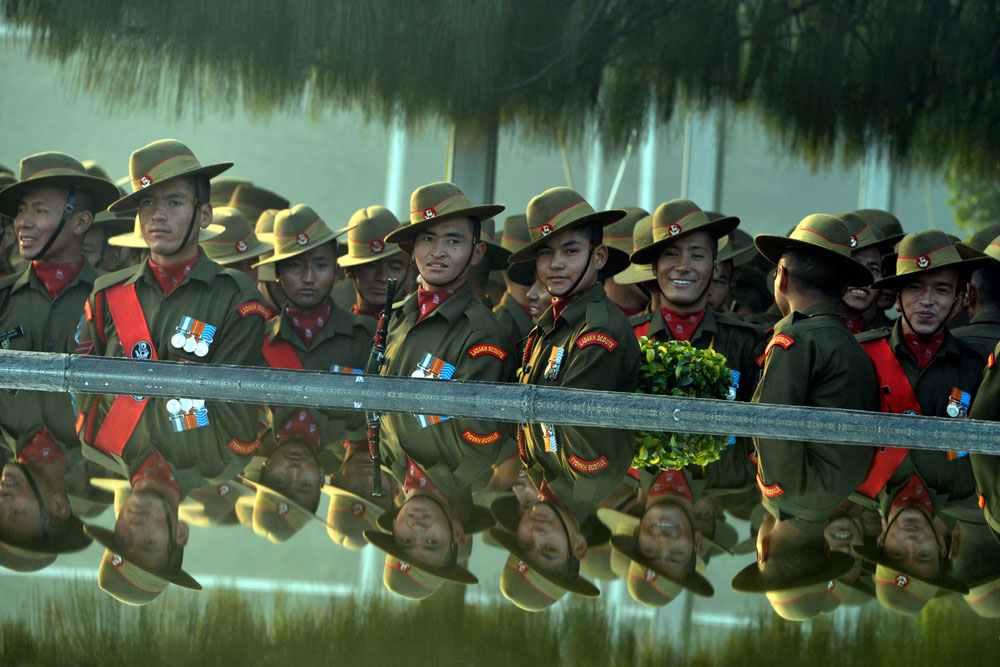 An Indian Army contingent during Republic Day rehearsal.