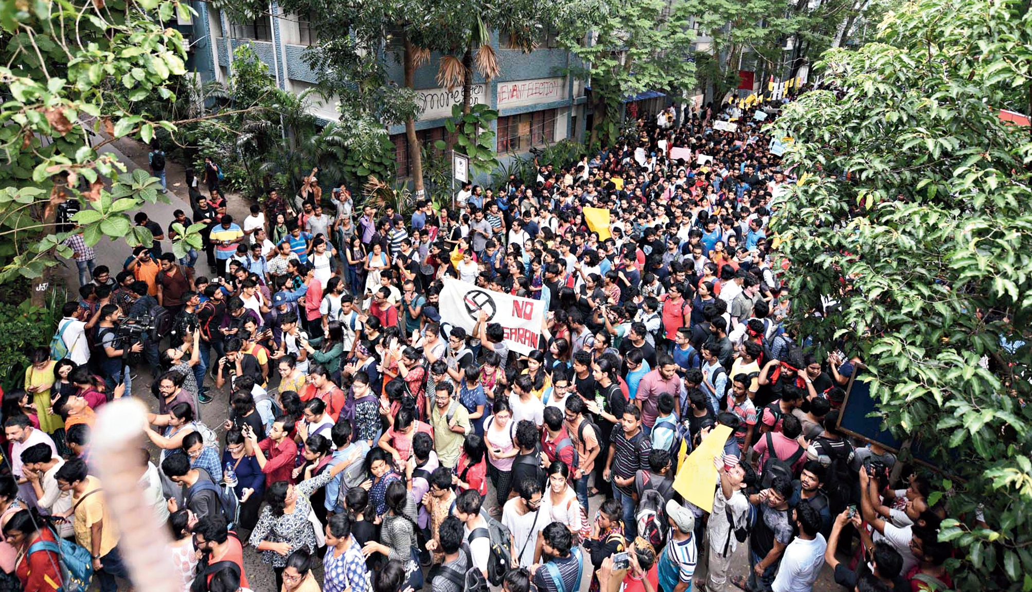 A protest rally by Jadavpur University students on Friday evening