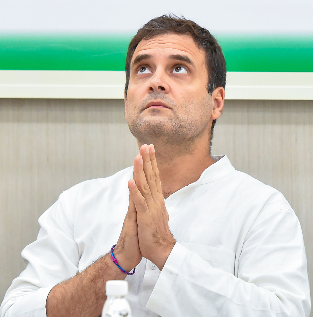 Rahul Gandhi at the Congress Working Committee meeting, at AICC HQ in New Delhi, Tuesday, August 6, 2019.