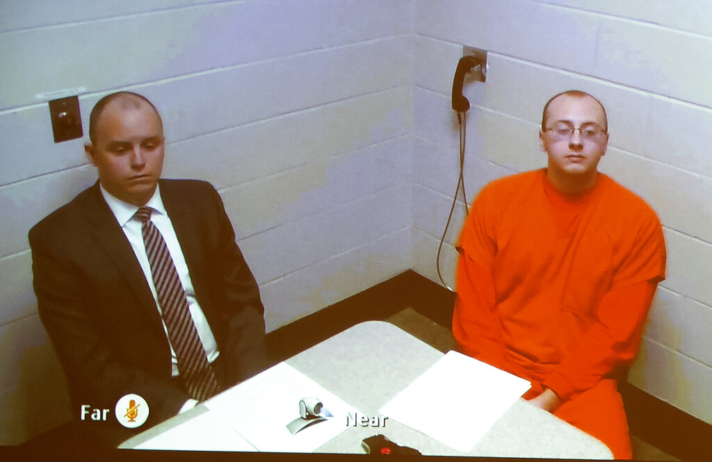 Patterson during his video appearance before Judge James Babler at the Barron County Justice Center in Barron, Wisconsin, on Monday.