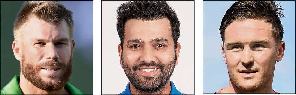 (From left) David Warner, Rohit Sharma and Jason Roy