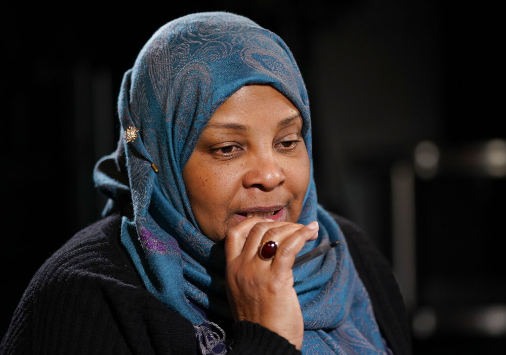 Marzieh Hashemi speaks during an interview with the Associated Press in Washington on Thursday.
