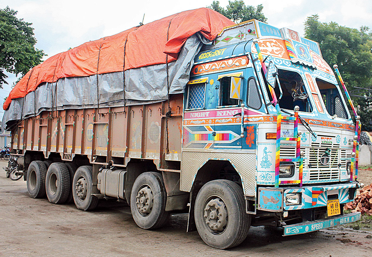 The truck parked at Santipur police station 
