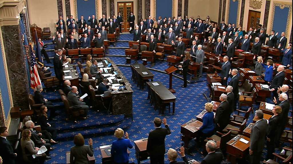 THE WITNESSES
COURTROOM TRIAL: The attorneys for both sides get to call the witnesses they think will bolster their side of the case. The lawyers themselves handle the direct questioning and cross-examination, though judges may also ask clarifying questions. Jurors are not invited to interrupt the proceedings with their own questions, nor do they get to decide whether witnesses are called.
SENATE TRIAL: The senators themselves, in their roles as jurors, will have the opportunity to submit questions in writing. Under the rules, senators can even be called as witnesses in the trial. And it's not even automatic that there will be witnesses: It requires 51 votes for witnesses to be called.