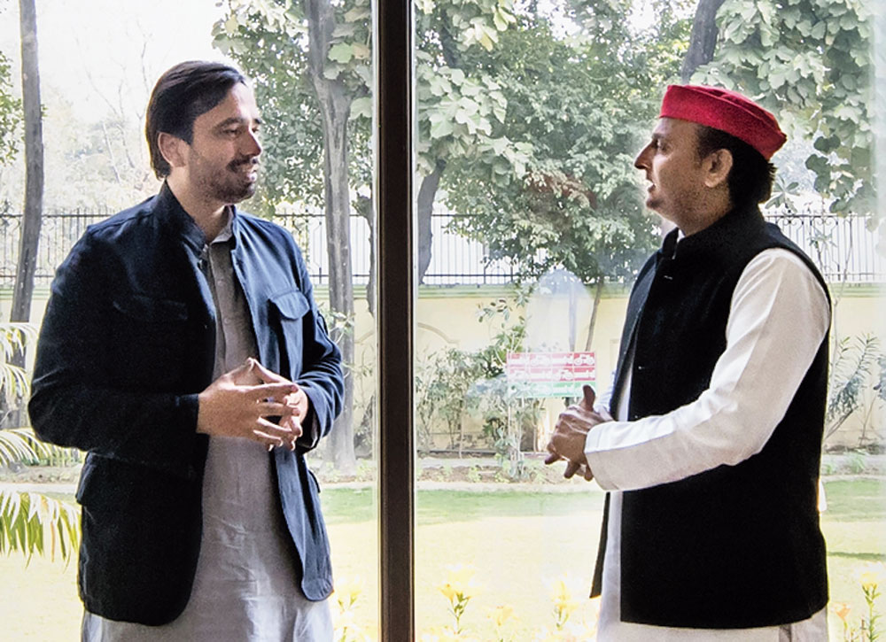 Jayant Chaudhary meets Akhilesh Yadav in Lucknow on Wednesday. 