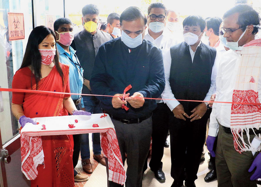 Assam health minister Himanta Biswa Sarma inaugurates the laboratory in Jorhat on Saturday. 