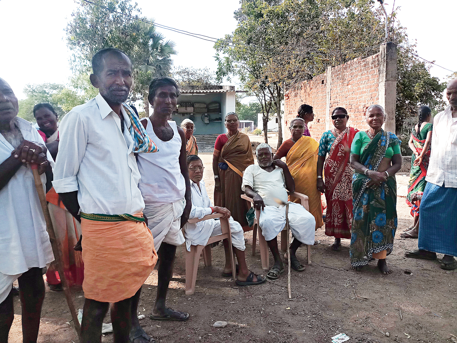 Elders wait for pension at Siddipet district’s Chowdarpally hamlet, which faces an acute water crisis. 