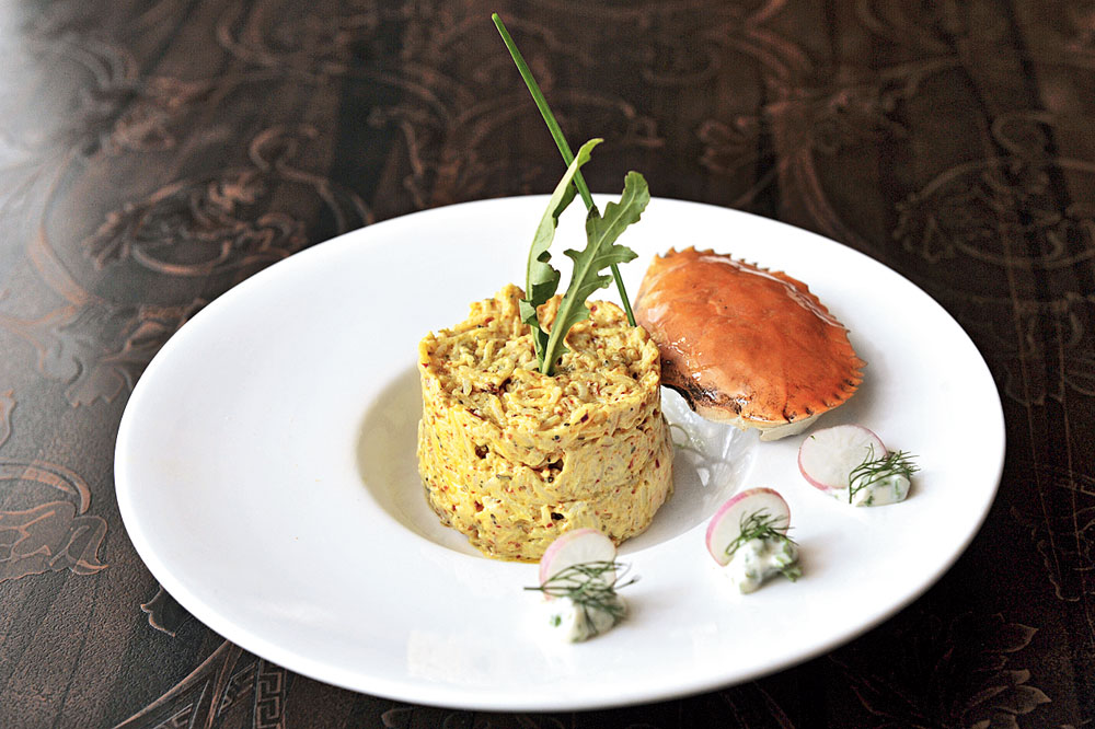 Risotto Di Basanti, Braised Crab Meat, Sholpa Patar Beurre Blanc