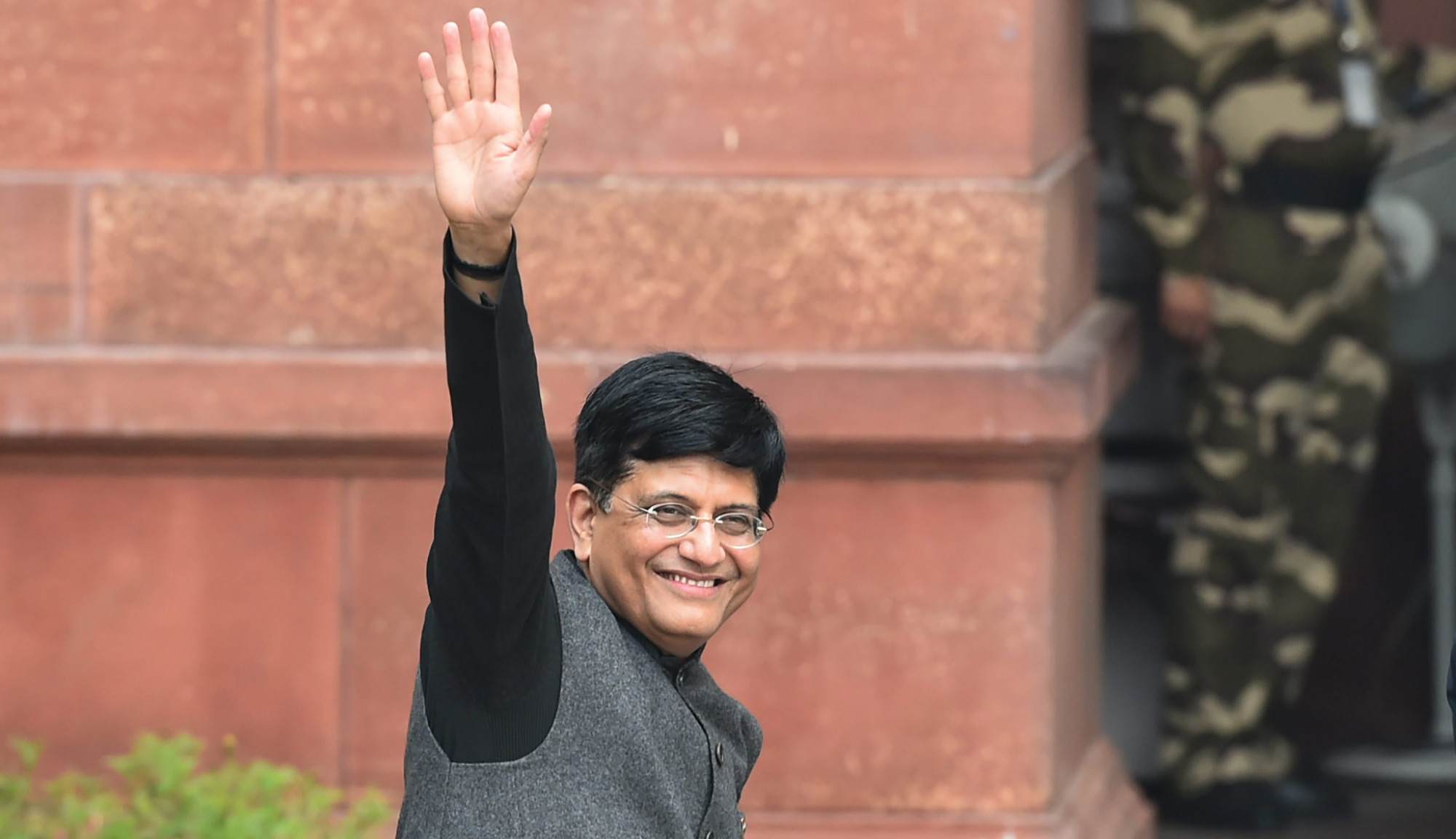 Union Finance Minister Piyush Goyal arrives at North Block in New Delhi on Friday, February 1, 2019.