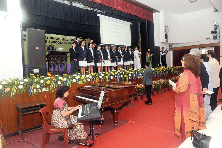 Students perform at the annual conference of the heads of Anglo-Indian schools at La Martiniere for Boys on Sunday. 

