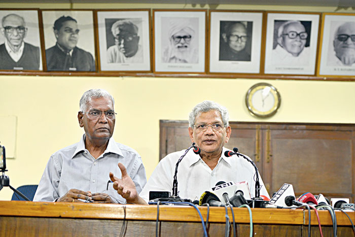 Sitaram Yechury (right) in New Delhi