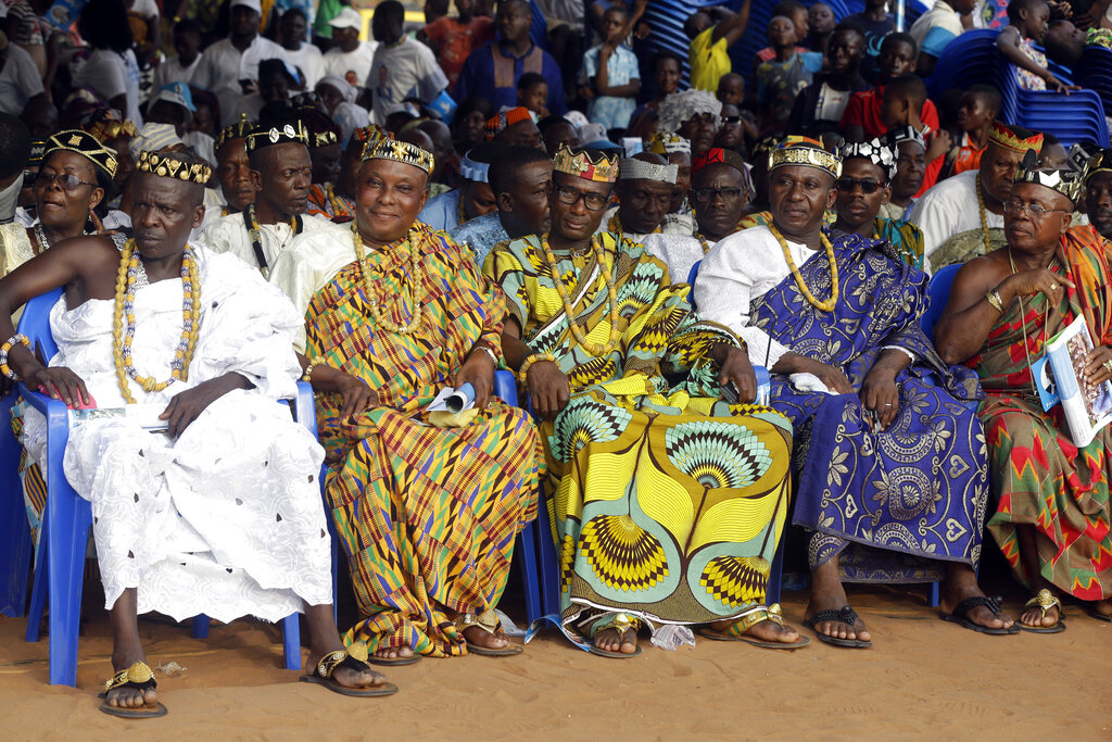 Local Togolese Chiefs attends an election campaign rally in Lome, Togo on Thursday February 20, 2020