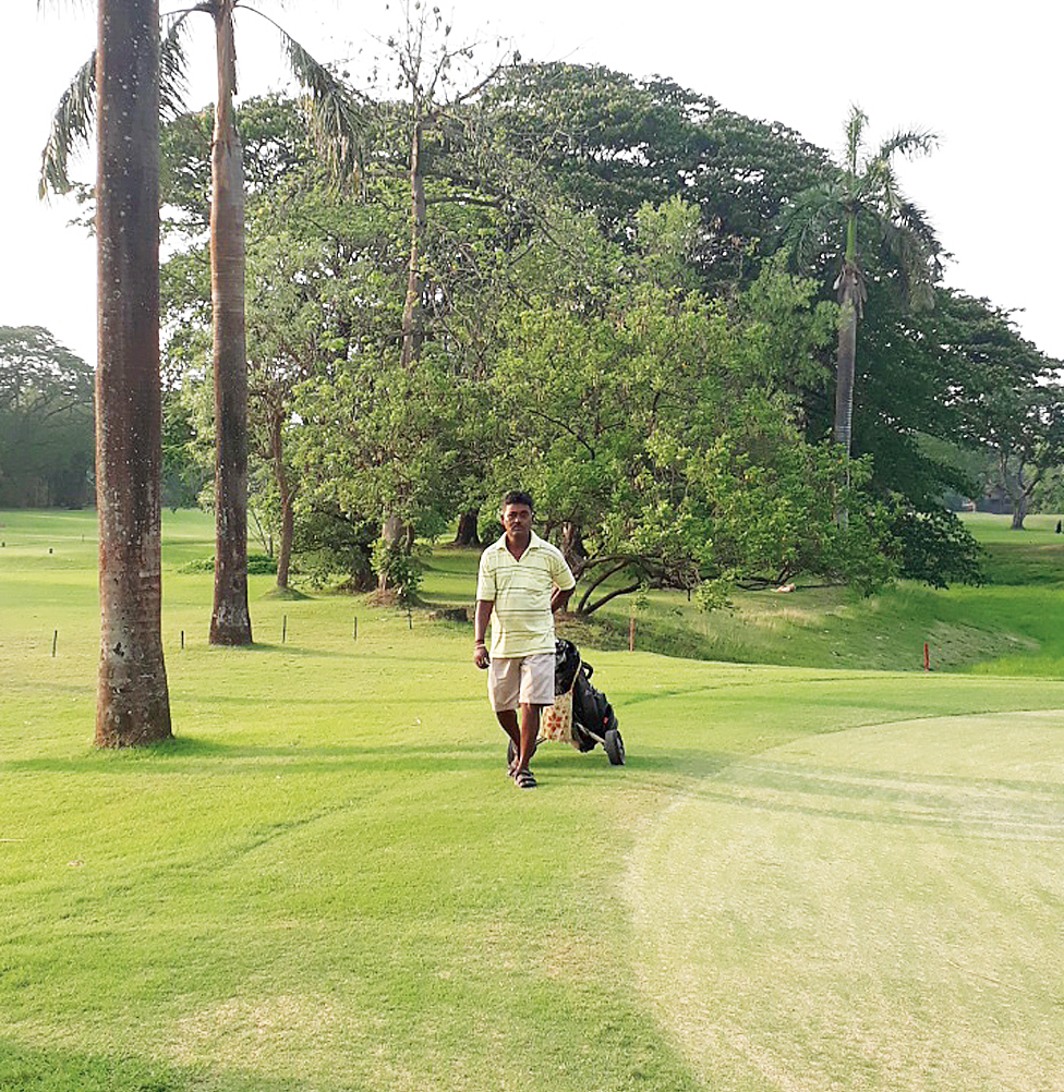 Sandip Dey, a caddie at RCGC loves to play a shot or two of golf