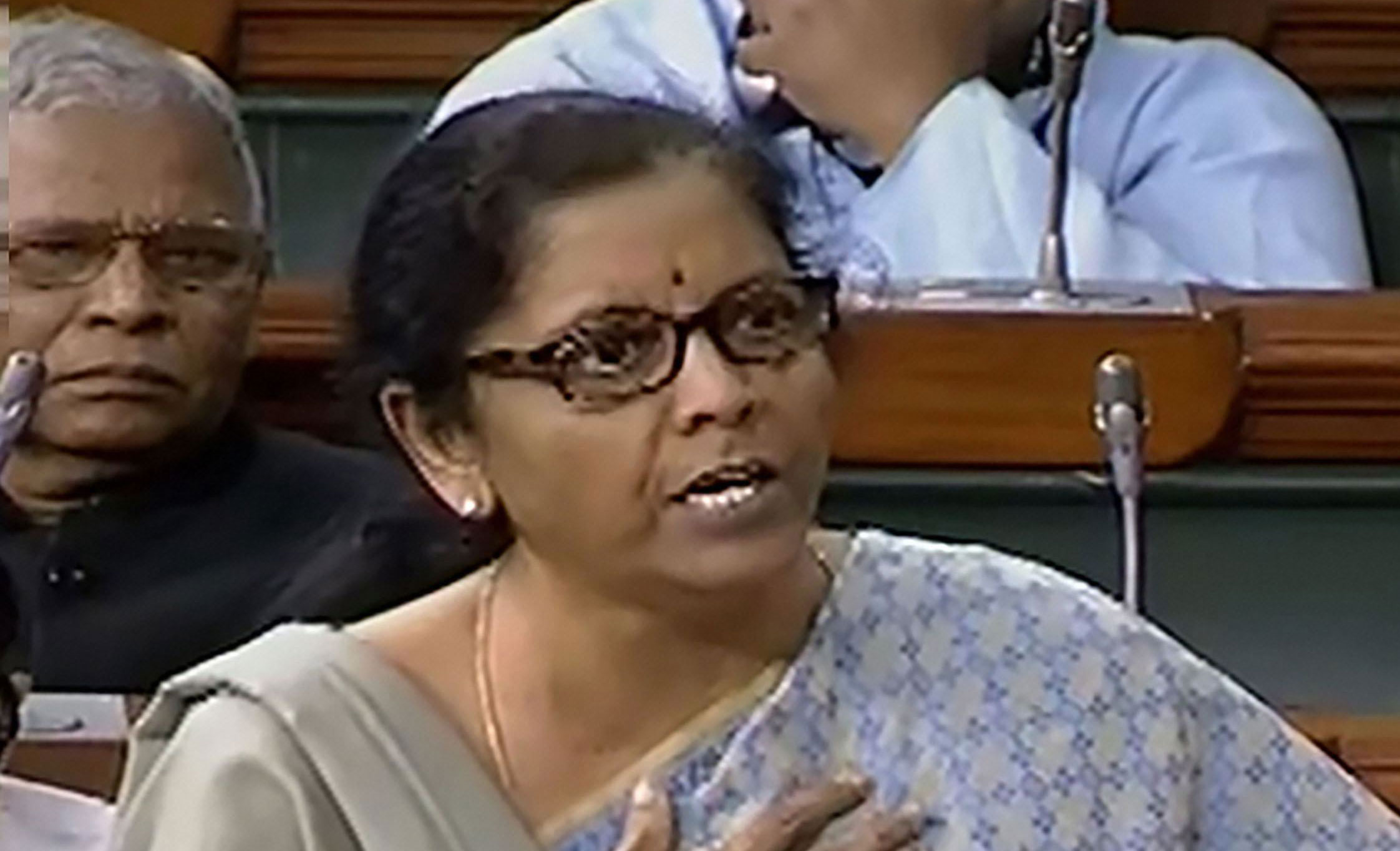 Nirmala Sitharaman speaks in the Lok Sabha on December 2, 2019. 