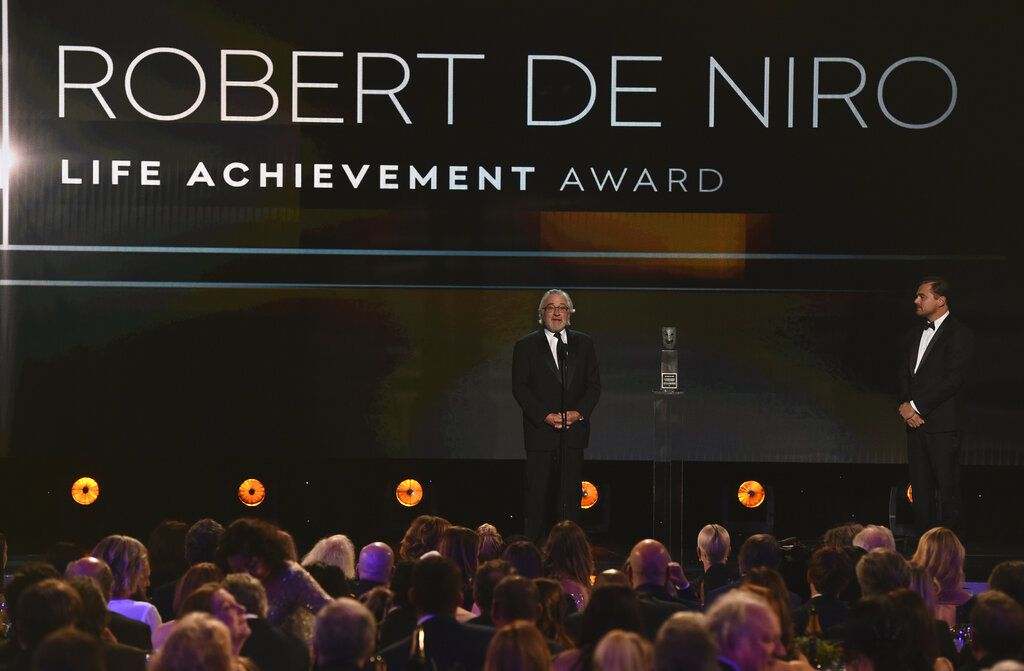 Robert De Niro accepts the lifetime achievement award at the 26th annual Screen Actors Guild Awards at the Shrine Auditorium & Expo Hall on Sunday, January 19, 2020, in Los Angeles