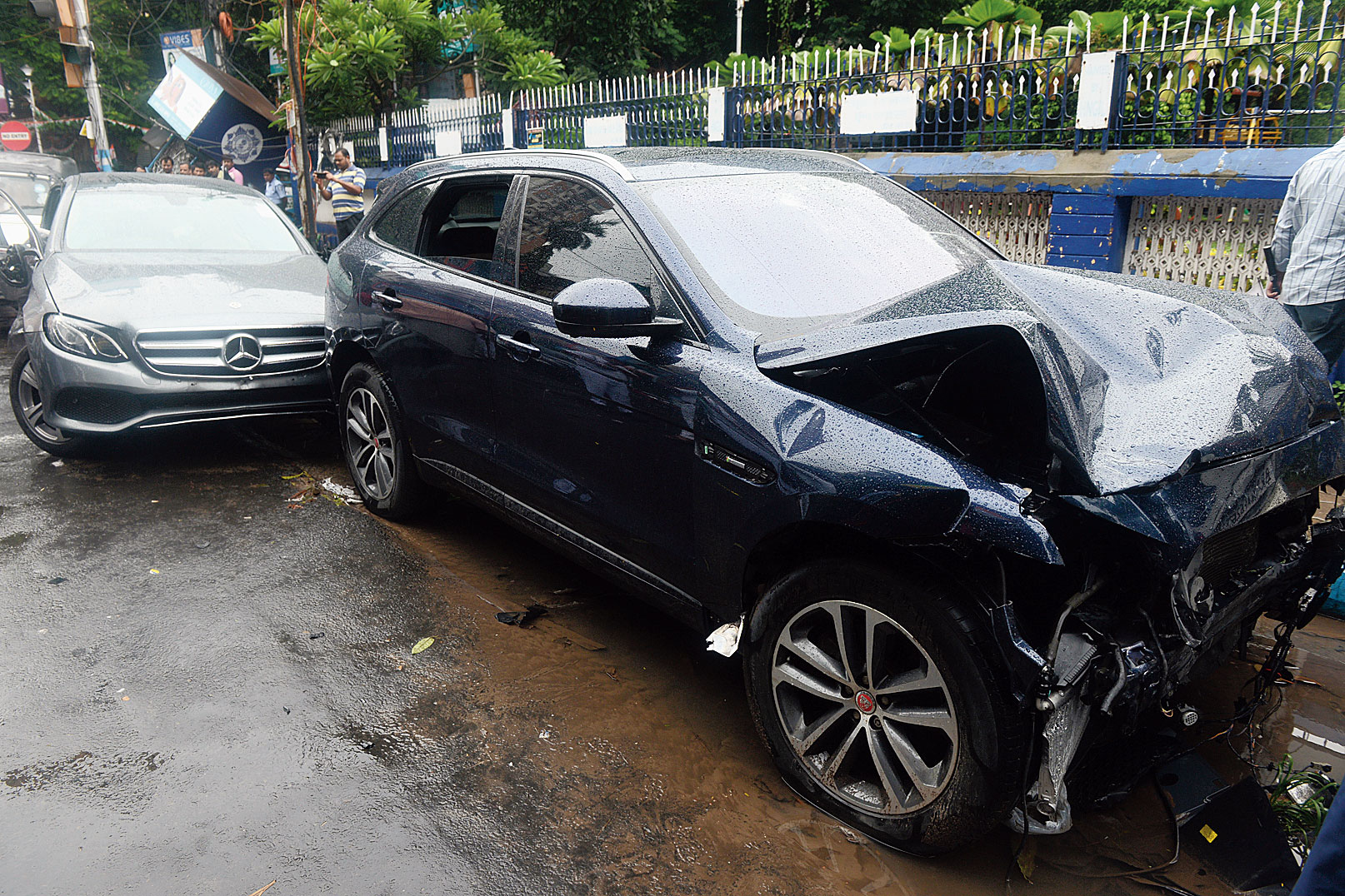 Jaguar F-PACE parked opposite Shakespeare Sarani police station on Saturday.