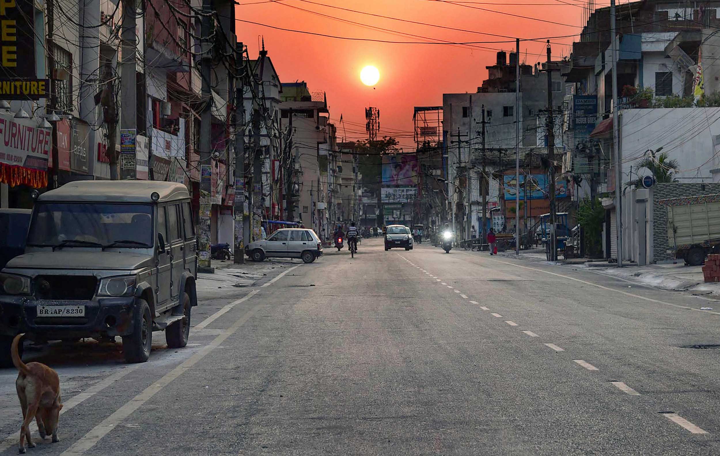 A deserted view of a street during the lockdown in Patna on Saturday.
