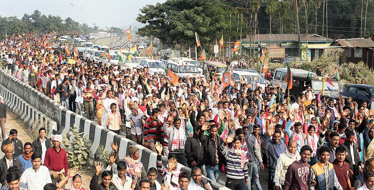 A crowd in the BJP peace rally.