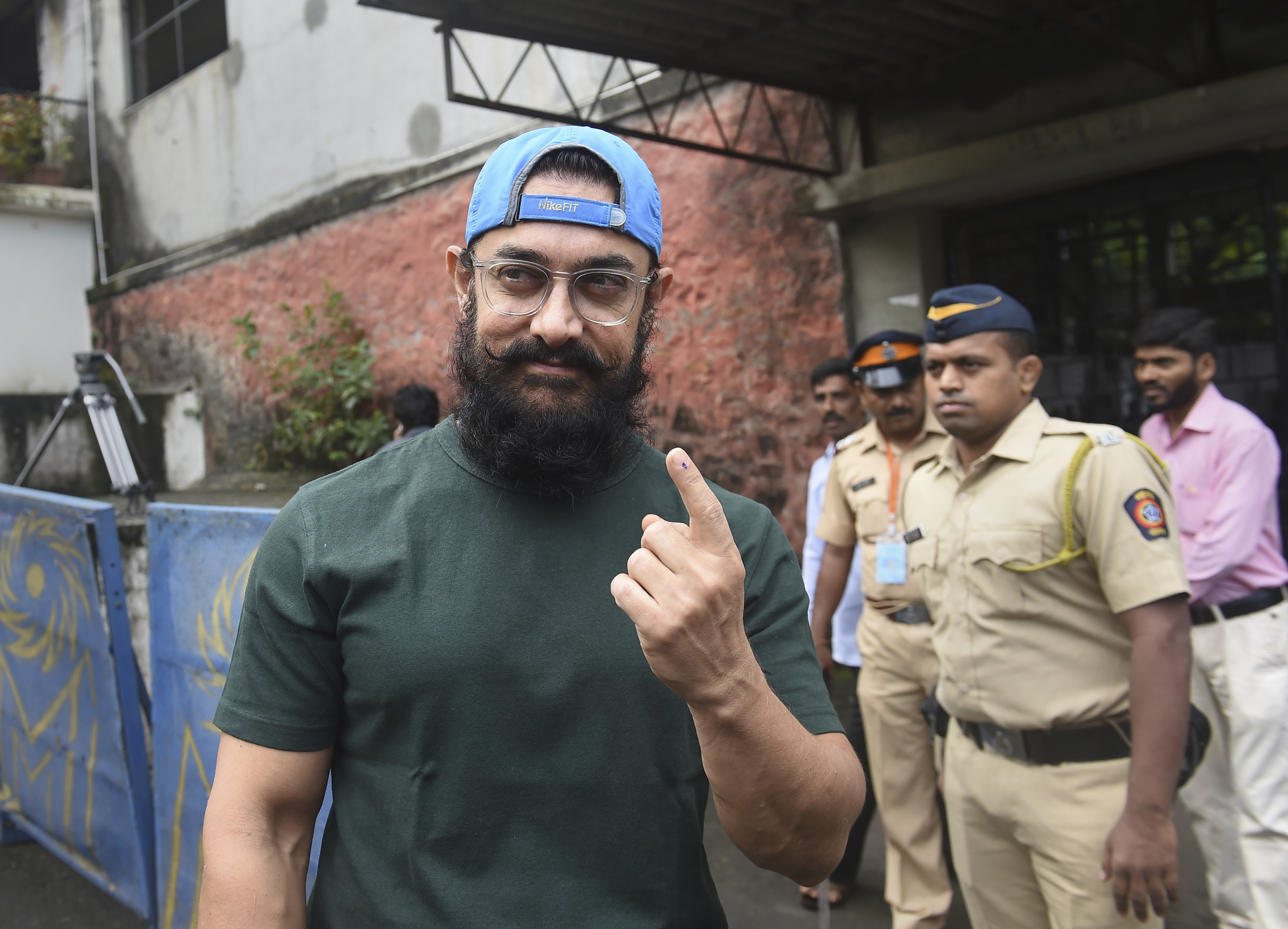 Aamir Khan shows his inked finger