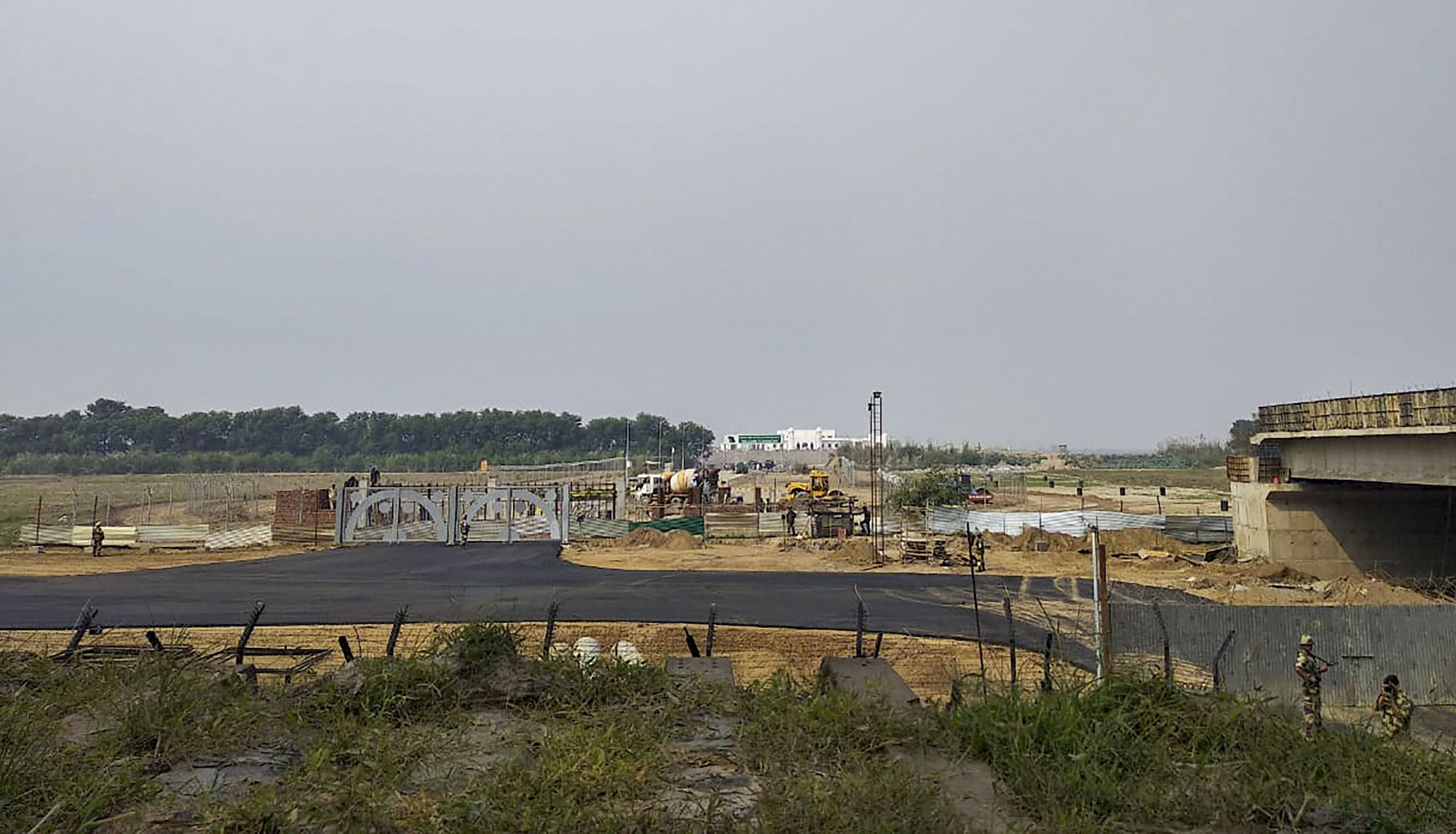 Construction work underway at the Kartarpur Corridor on the Pakistan side, Wednesday, October 16, 2019