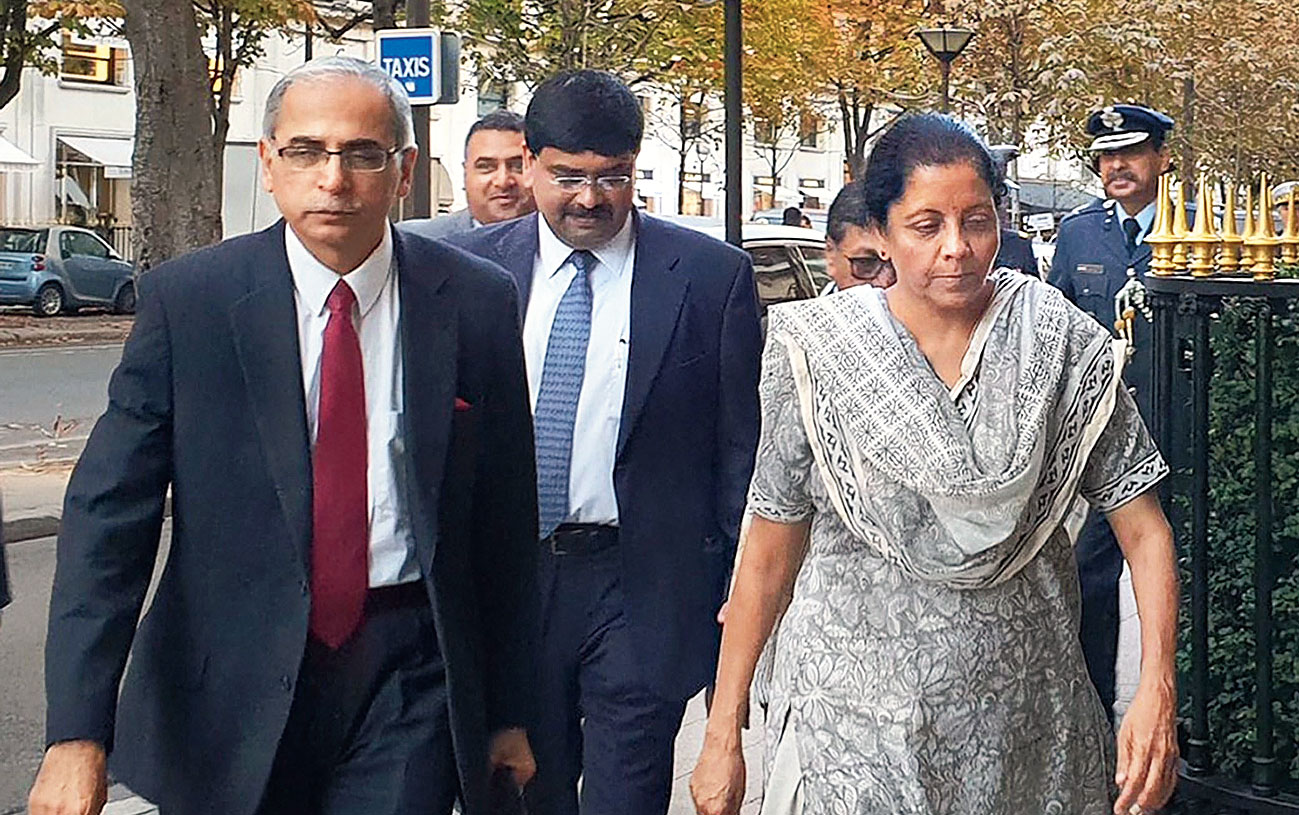 Defence minister Nirmala Sitharaman in Paris on Thursday. Congress president Rahul Gandhi alleged that she was on a “cover-up mission”. “I heard the defence minister has gone to France and will visit the Dassault factory,” Rahul told a news conference in New Delhi. 
