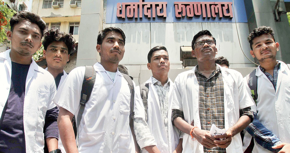 Doctors in Mumbai on Tuesday stage a protest at the hospital where Payal worked