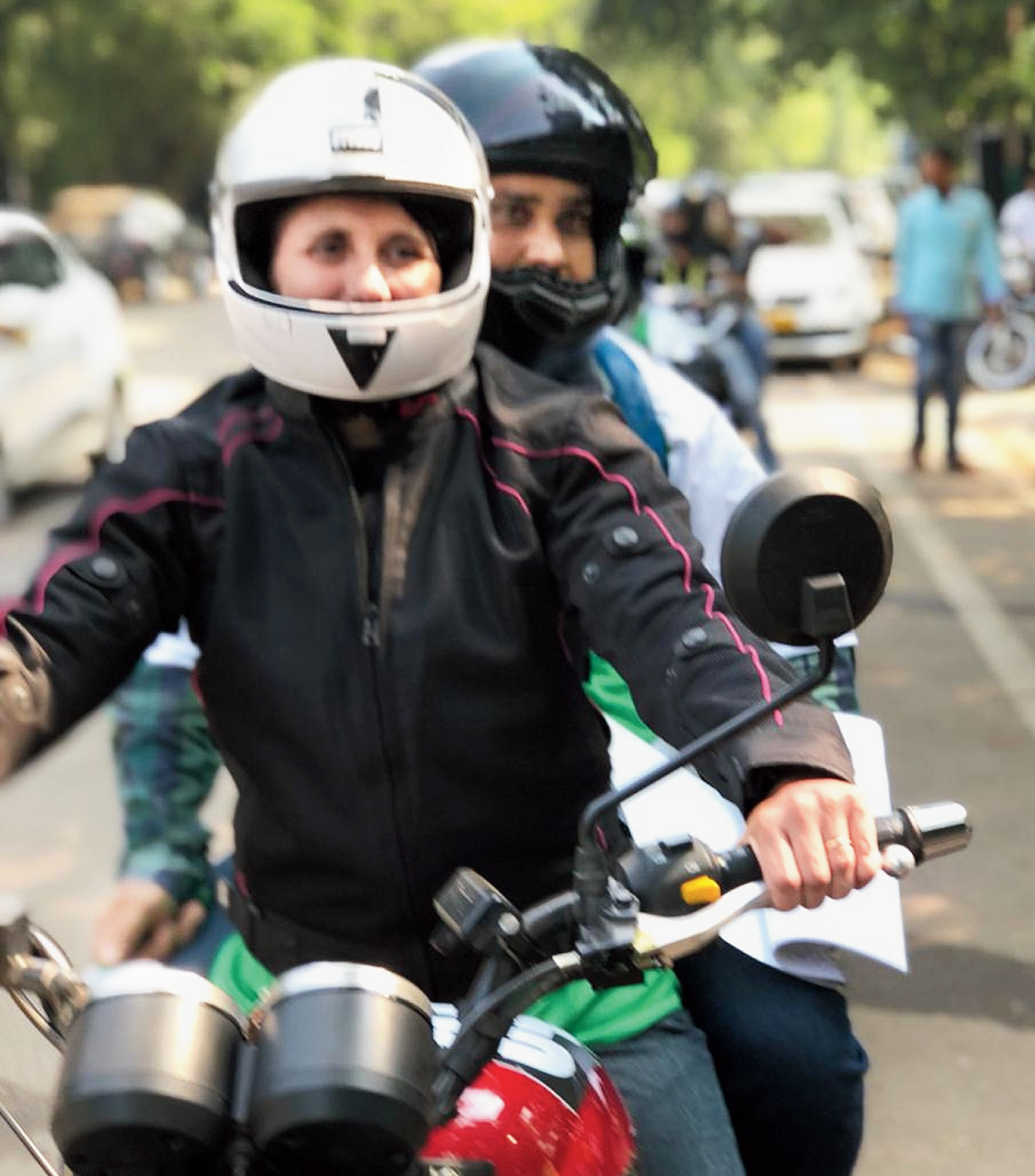 A woman rider at the rally
