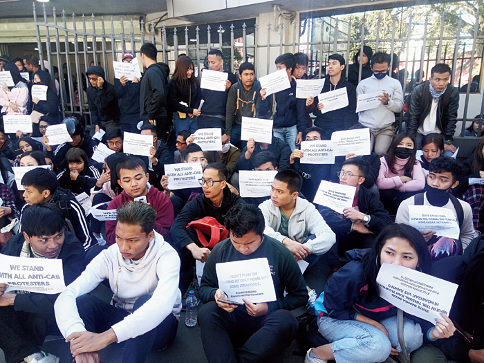 Students stage a sit-in in Aizawl