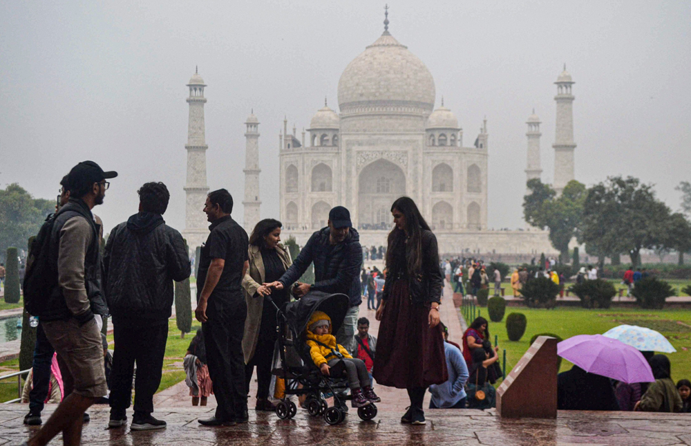 Tourists at Taj Mahal on December 12