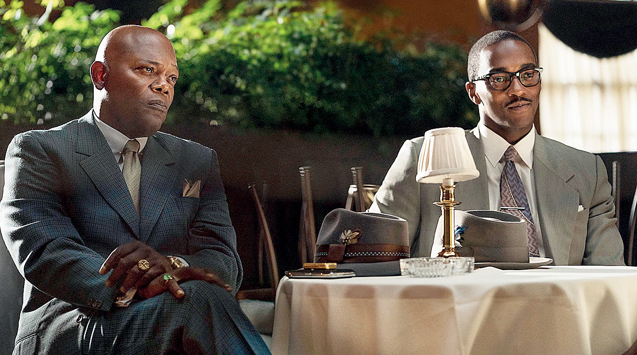 Samuel L. Jackson (left) and Anthony Mackie in The Banker, one of the first films from Apple