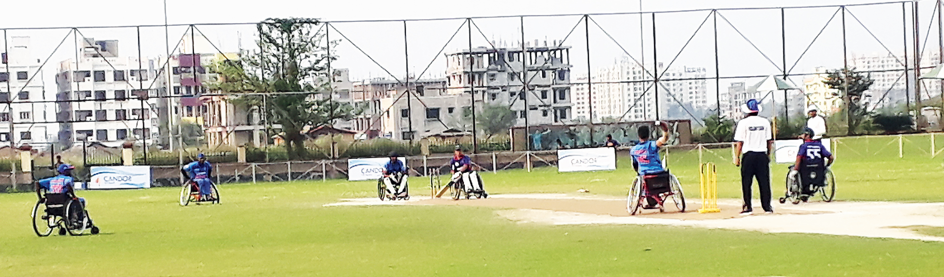 A slice of action from the India-Nepal match at the NKDA stadium. (Sudeshna Banerjee)