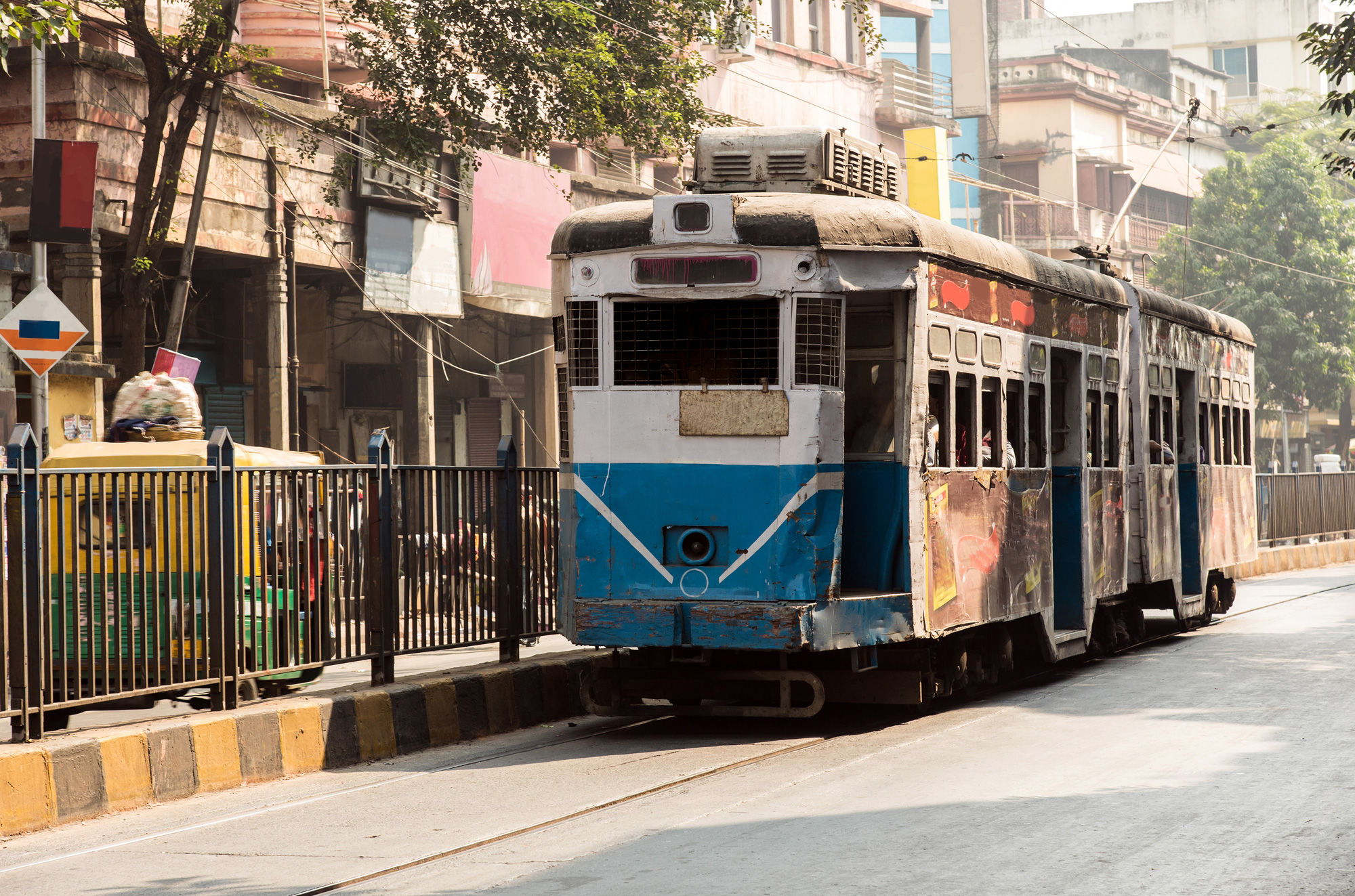 A decrepit tram car in Calcutta, which has been easing out the green transport.