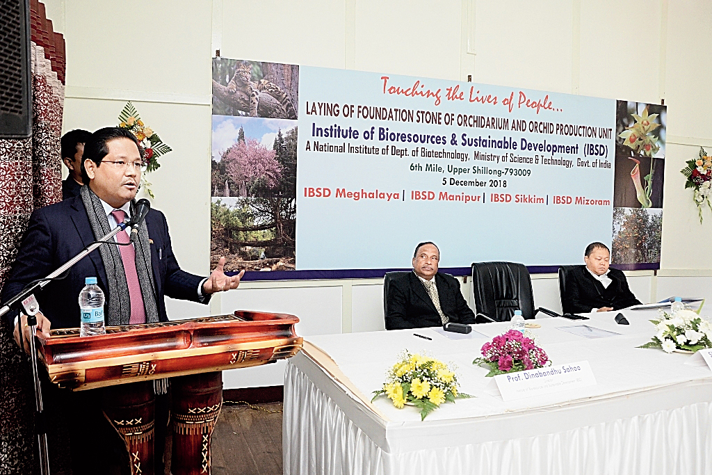 Chief Minister Conrad K. Sangma addresses the gathering at the event on Wednesday